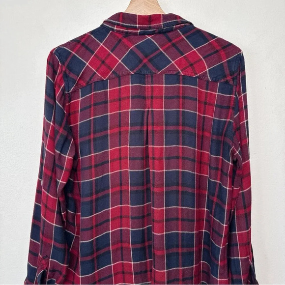 Nanette Lepore Womens  Xlarge Plaid Rayon Fringe Hem Button Shirt - Picture 11 of 13